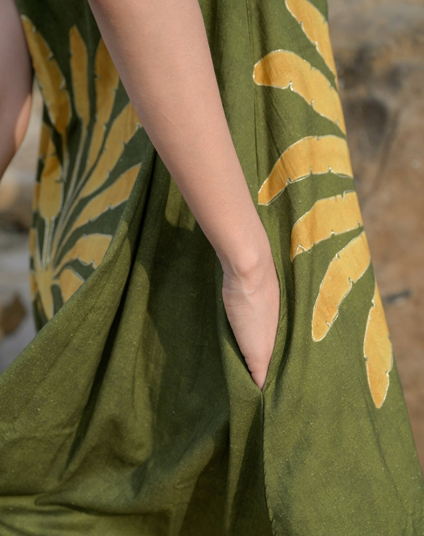 Olive Leafy Dress