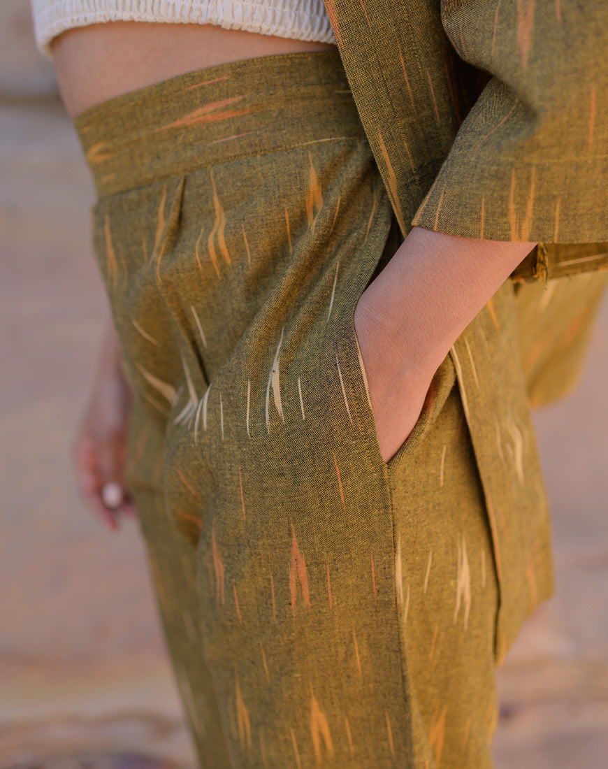 Olive Brown Ikkat Co-ord