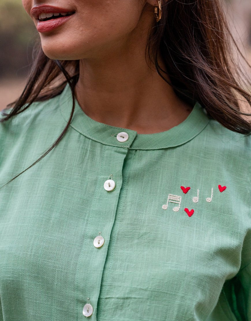 Pastel Green Embroidered Top ~ New