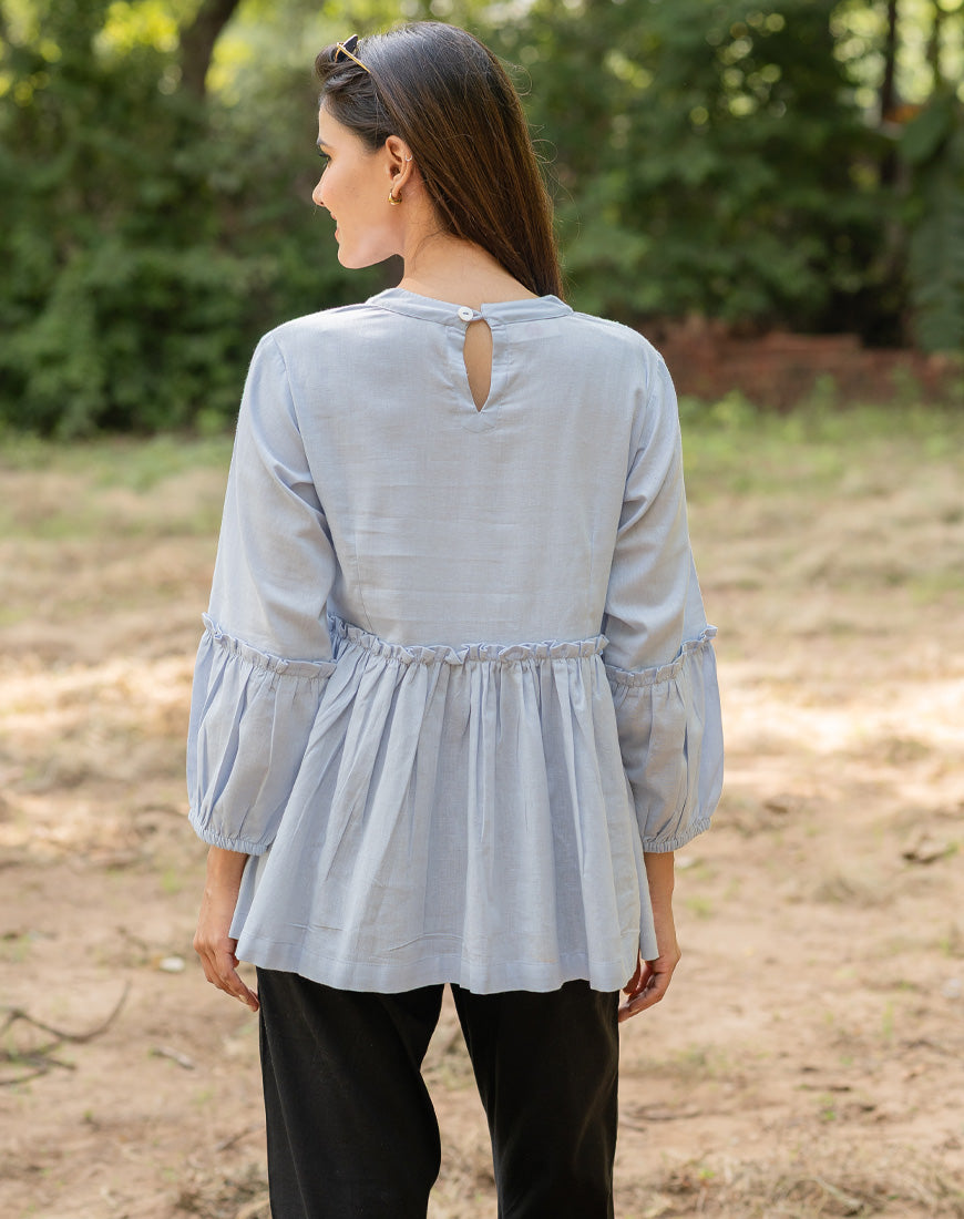 Pastel Blue Peplum Top