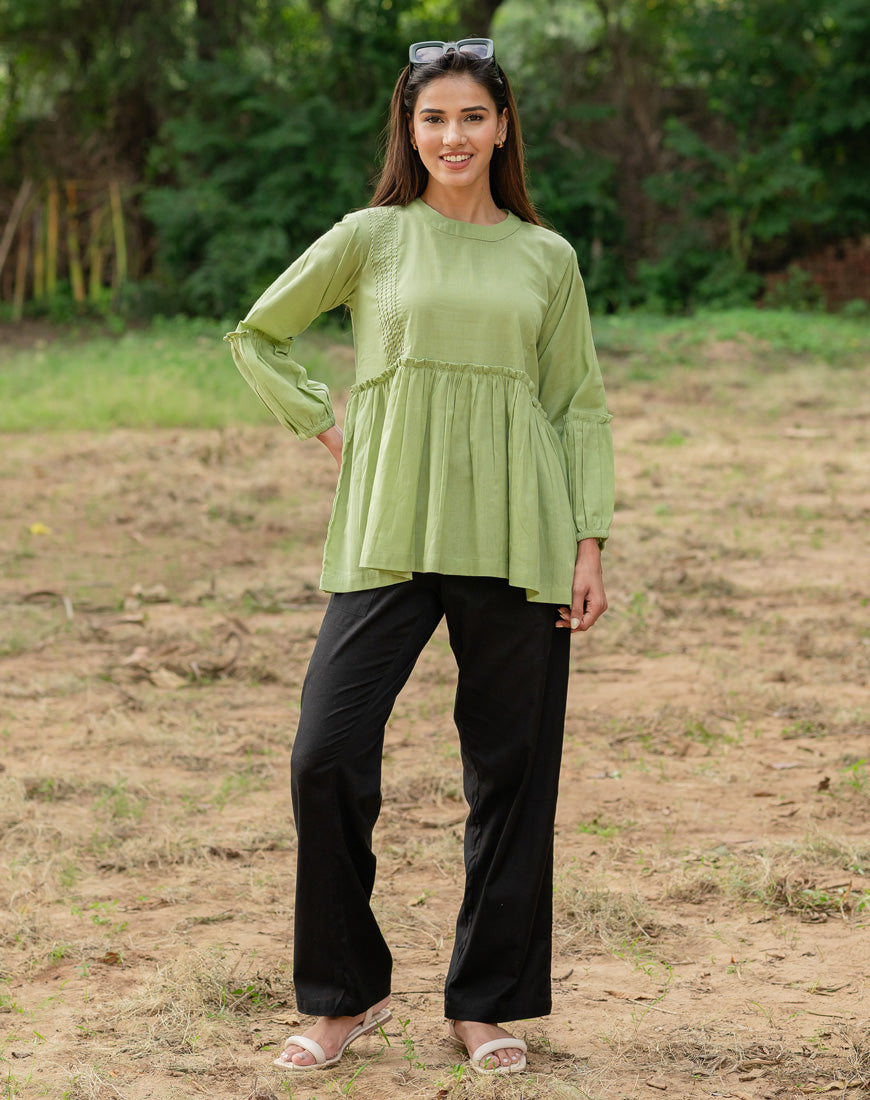 Pastel Green Peplum Top