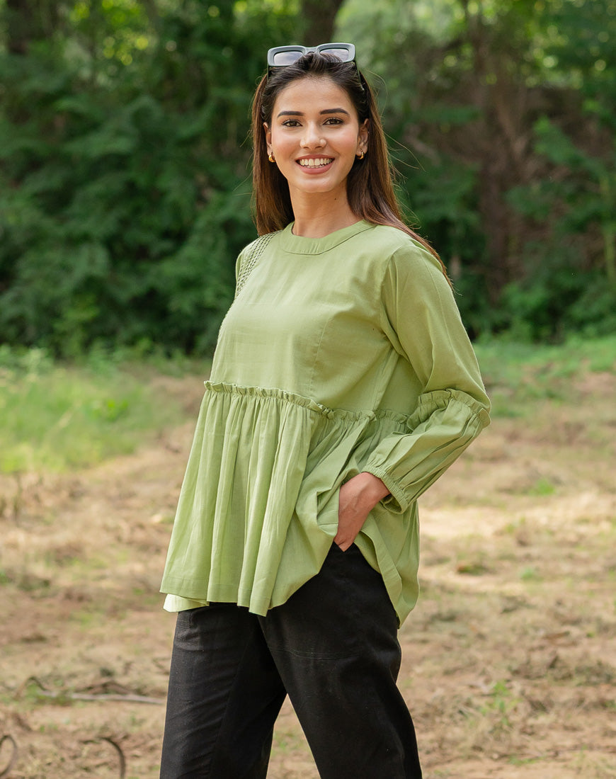 Pastel Green Peplum Top