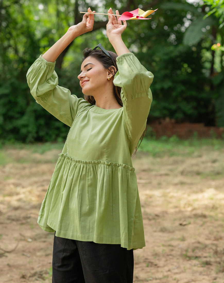Pastel Green Peplum Top