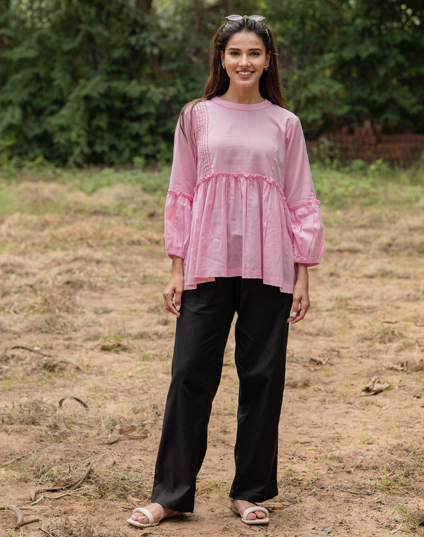 Pastel Pink Peplum Top