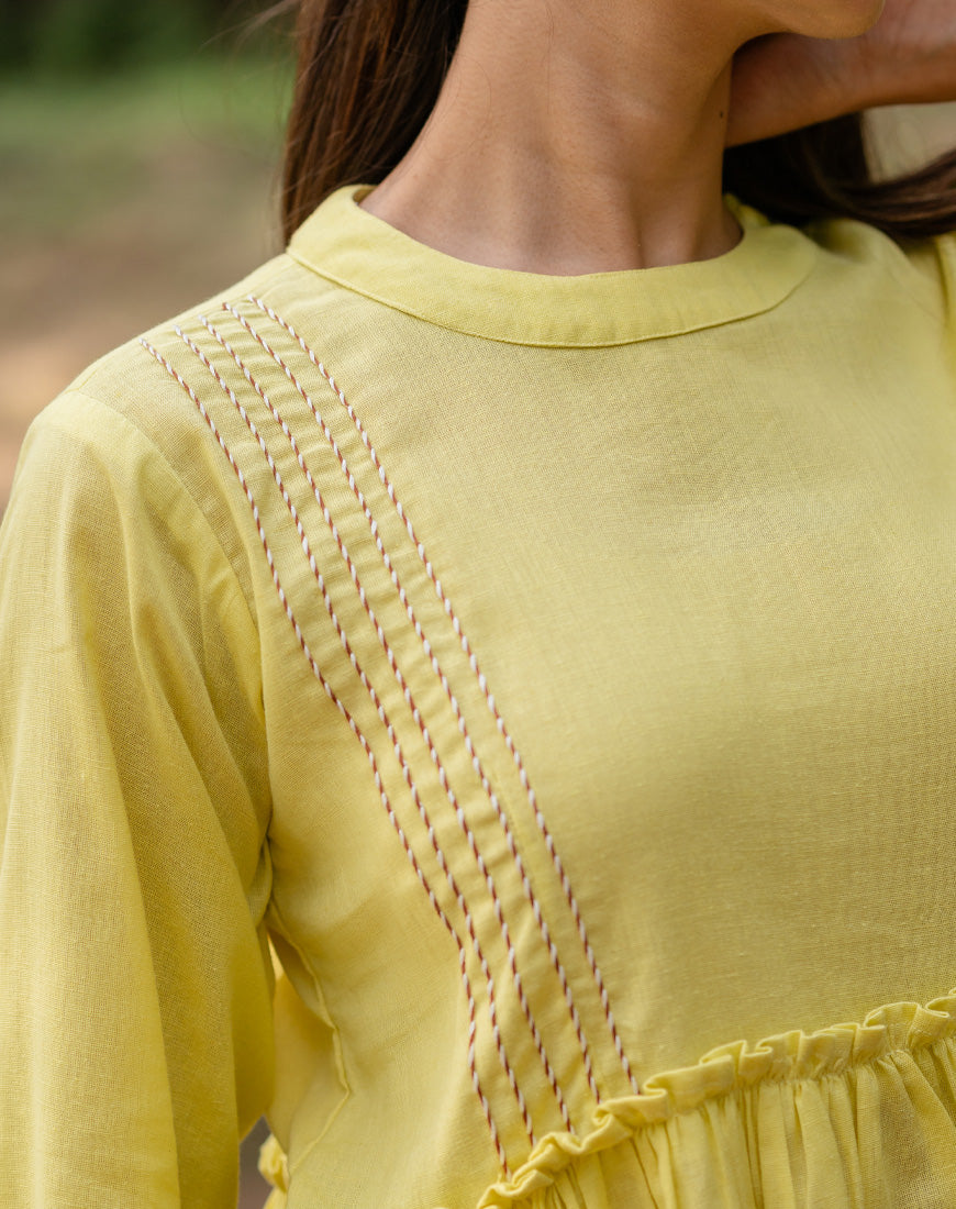 Pastel Yellow Peplum Top