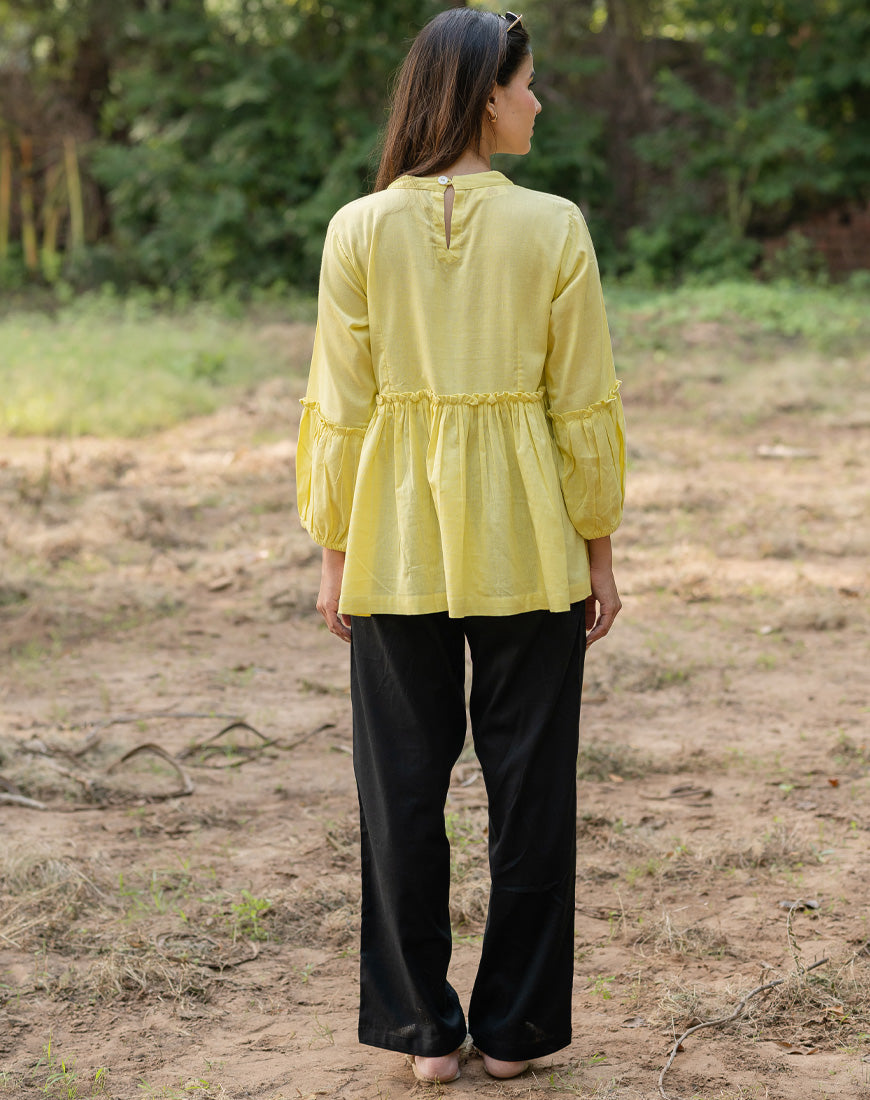 Pastel Yellow Peplum Top