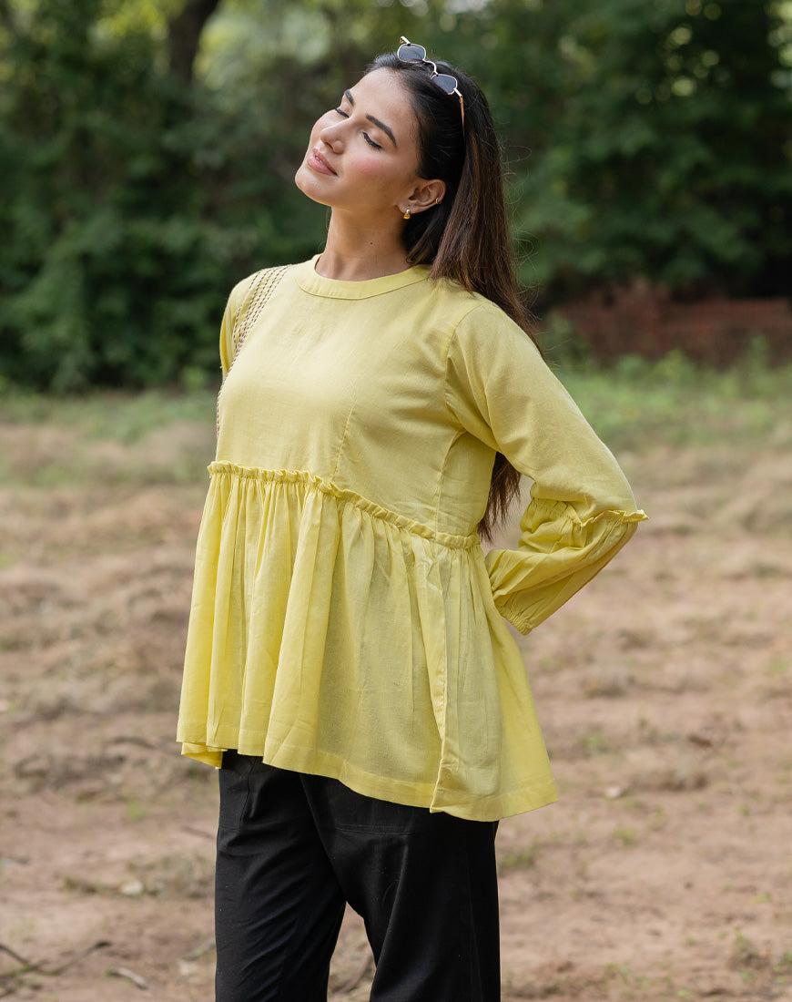 Pastel Yellow Peplum Top