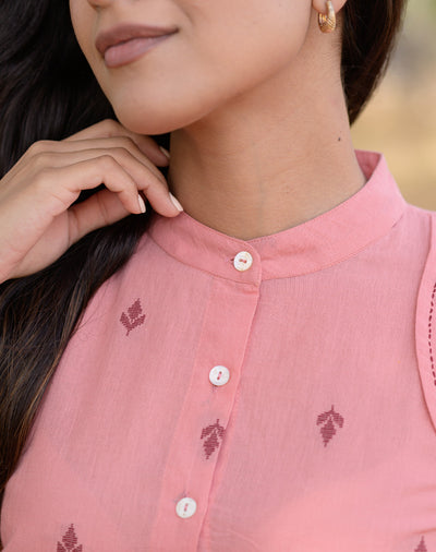 Peach Weave Peplum Top