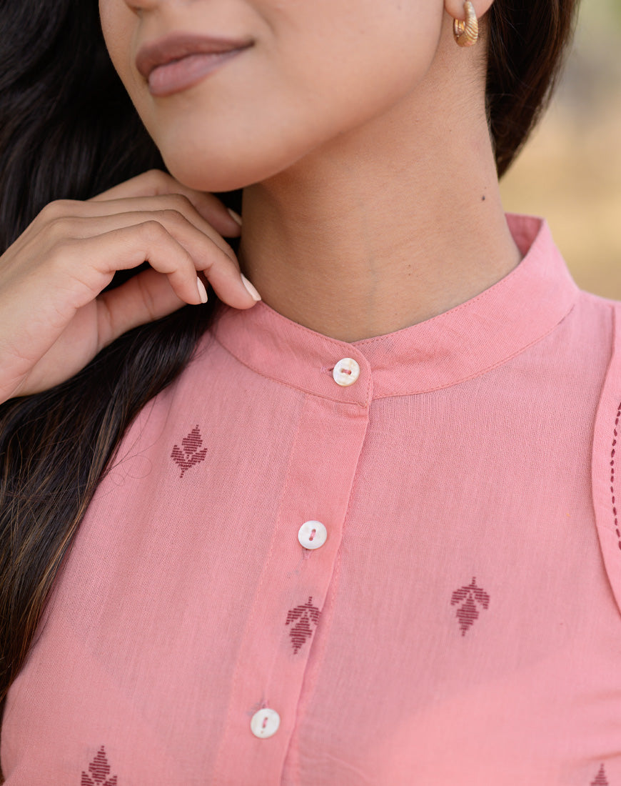 Peach Weave Peplum Top