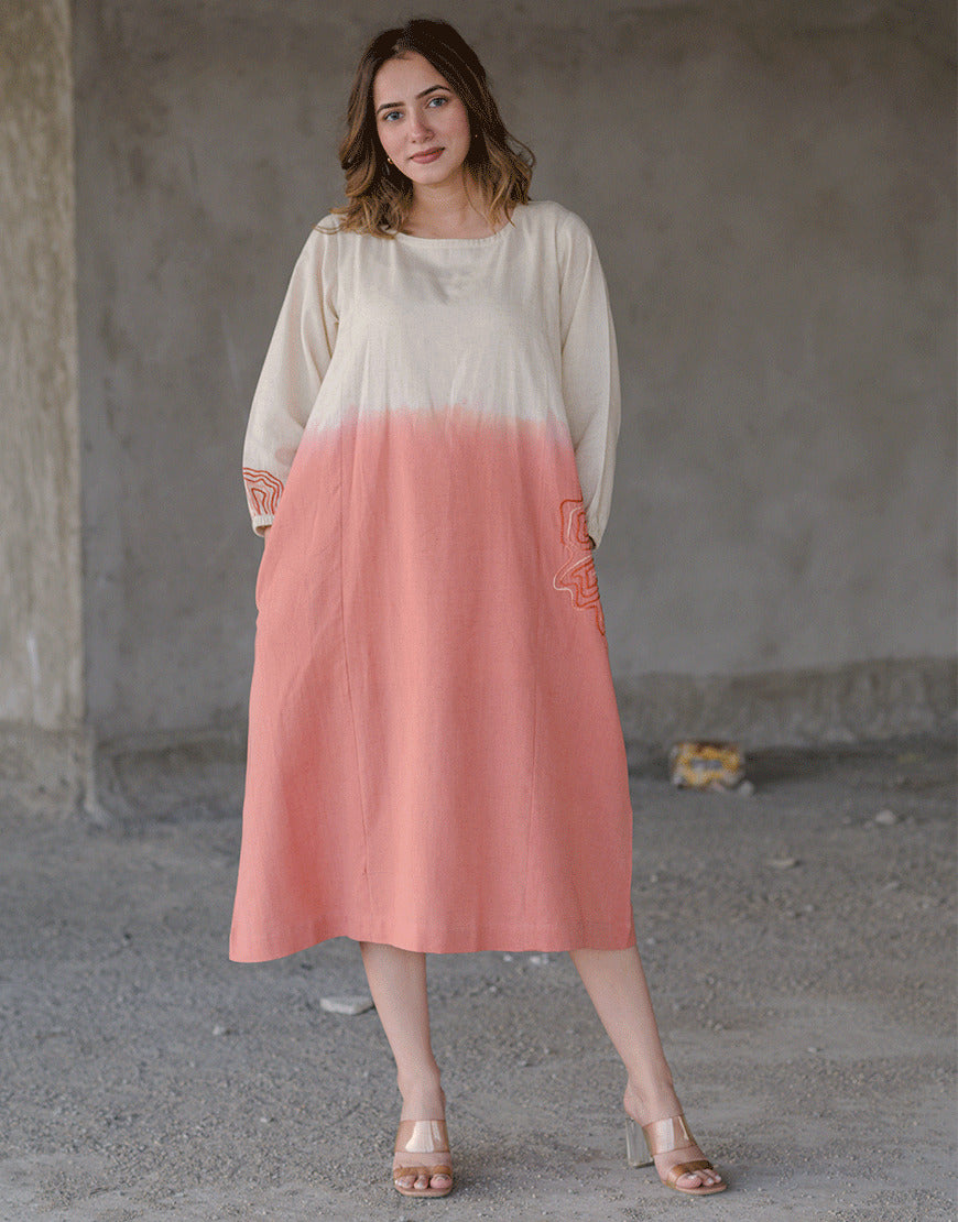 Peachy Cream Sunset Dress