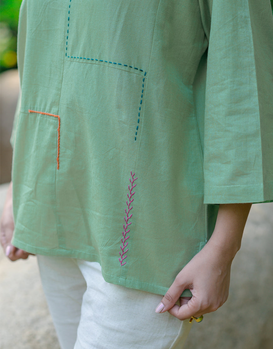 Pistachio Green Embroidered Top