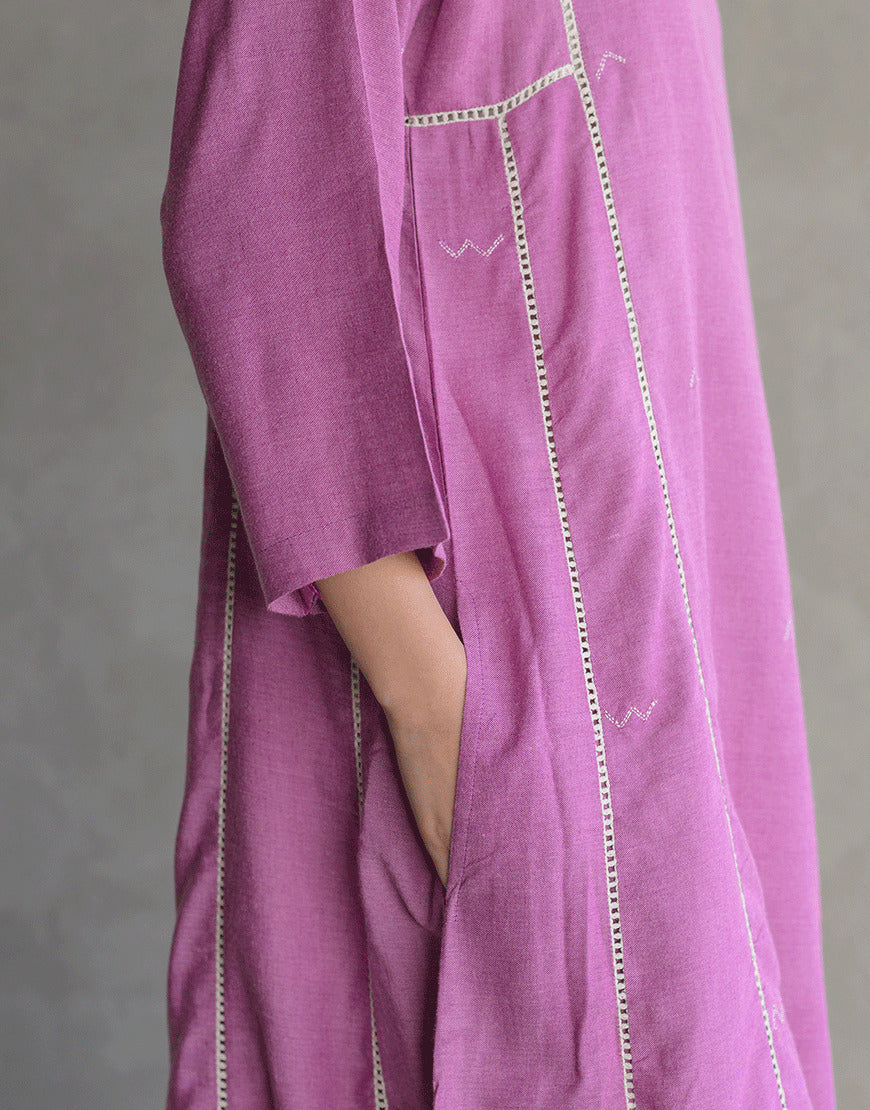 Plum Petal Embroidered Dress