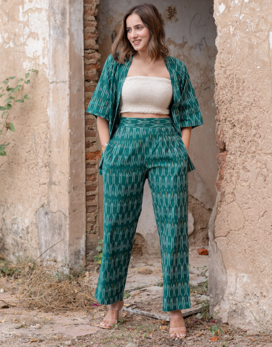 Rama Green Ikkat Co-ord Set