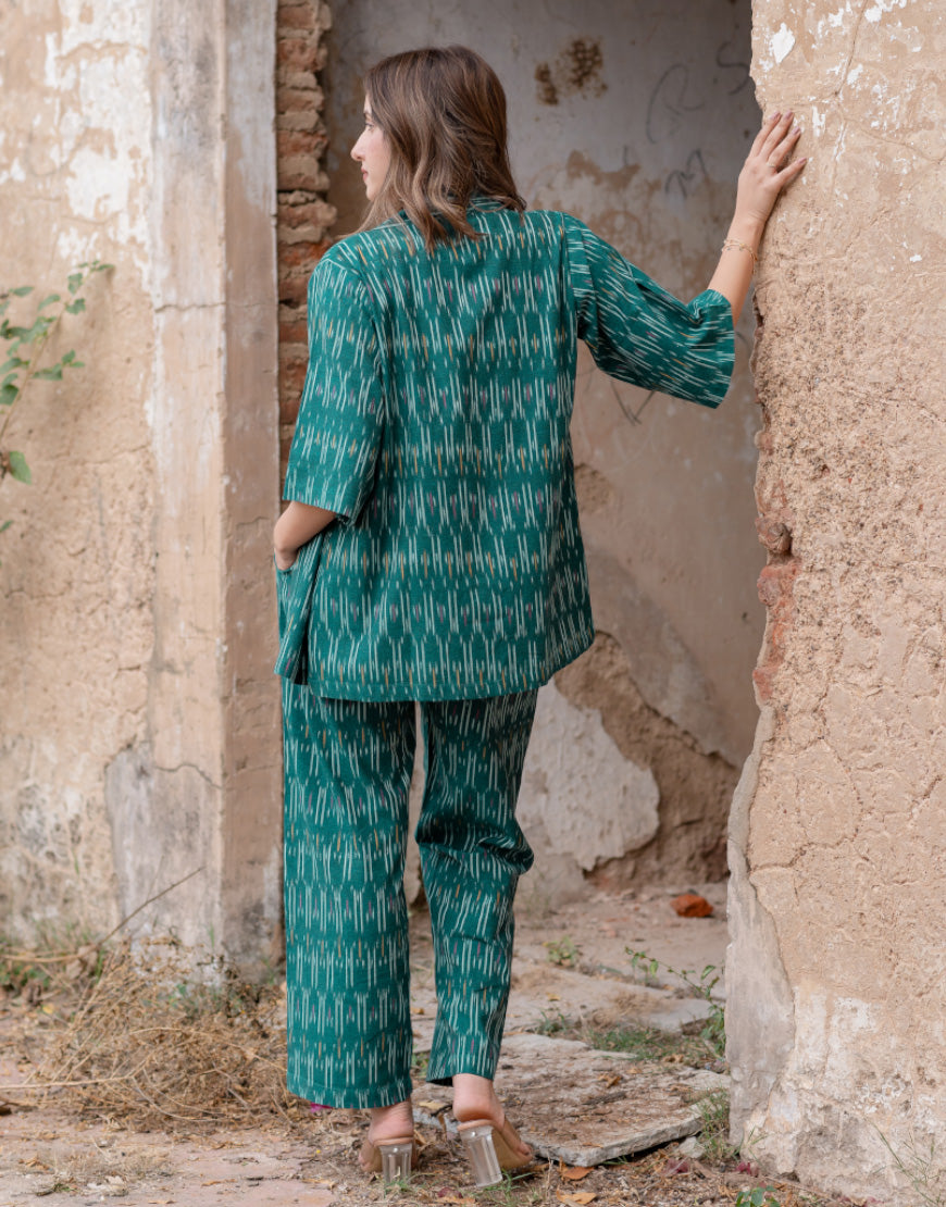 Rama Green Ikkat Co-ord Set