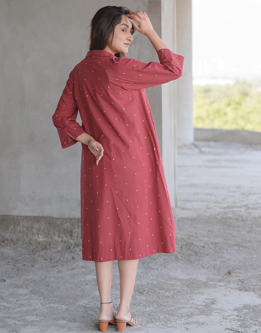 Raspberry Weave Dress With Inner