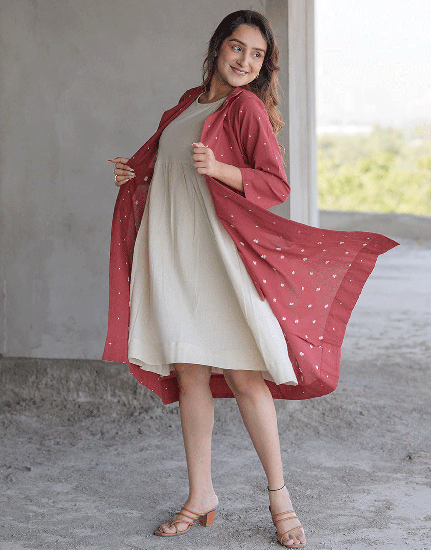 Raspberry Weave Dress With Inner