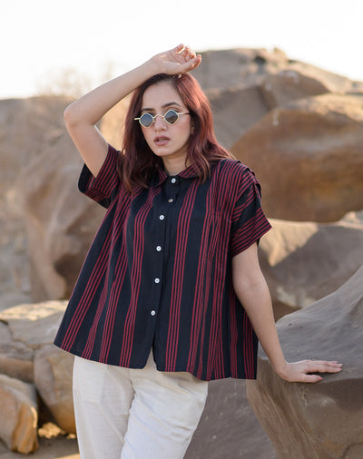 Red Over Black Shirt