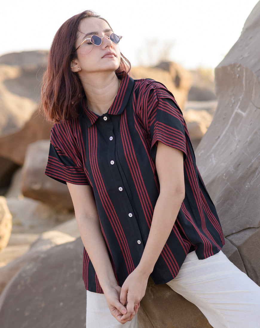 Red Over Black Shirt
