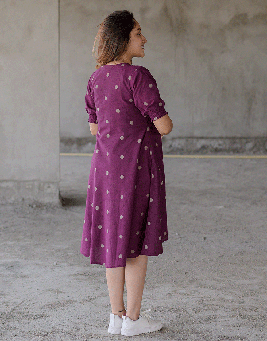 Regal Grape Weave Wrap Dress