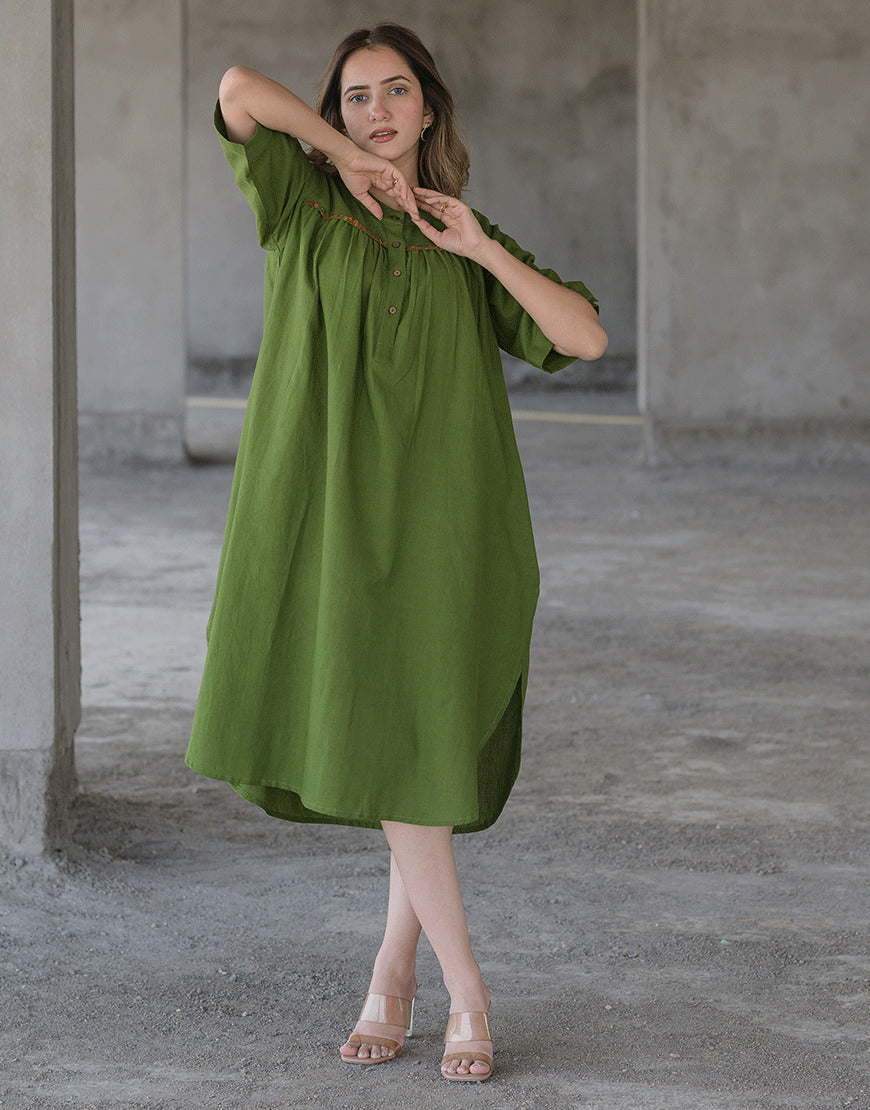 Regal Olive Green Sequin Dress