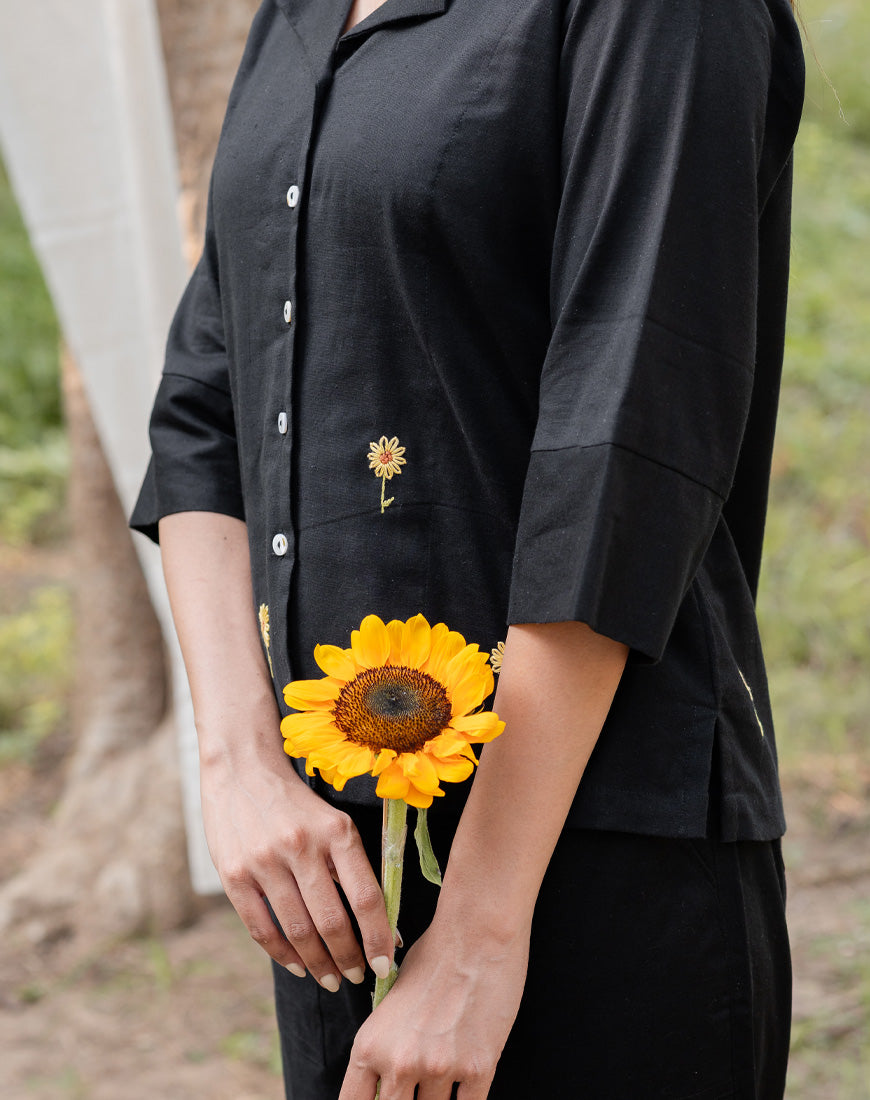 Royal Black Sunflower Shirt