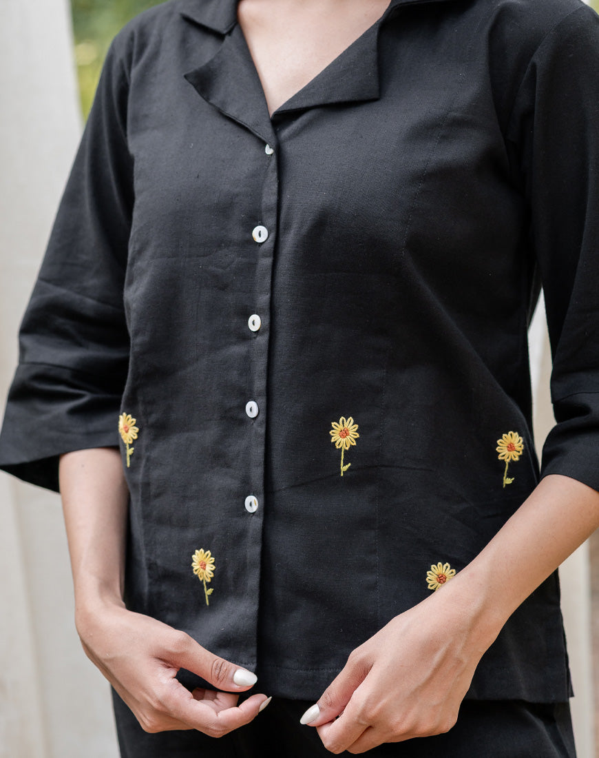 Royal Black Sunflower Shirt