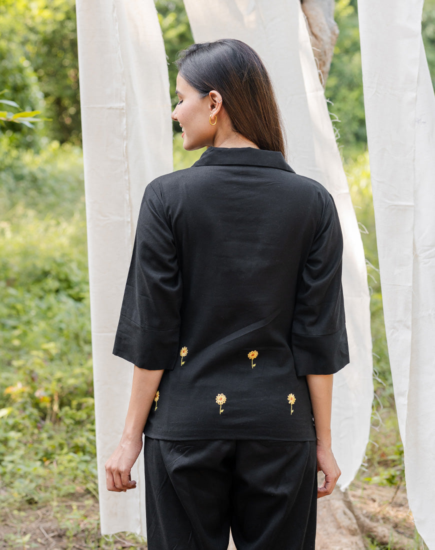 Royal Black Sunflower Shirt