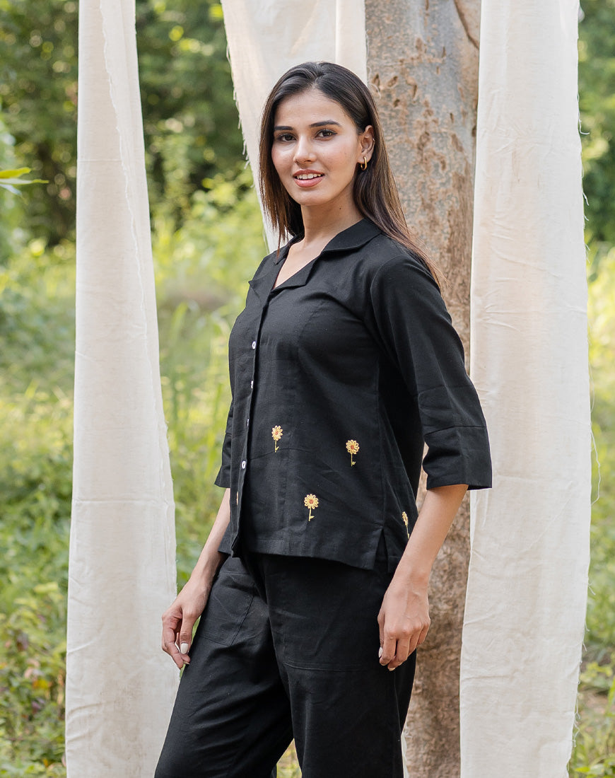 Royal Black Sunflower Shirt
