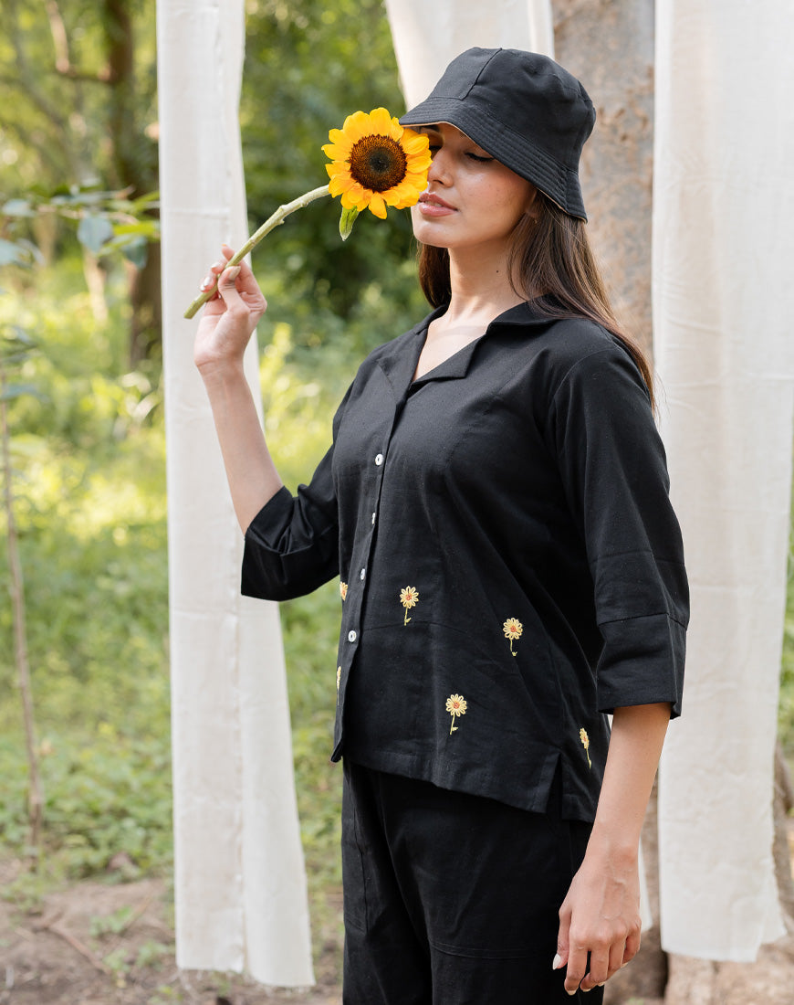 Royal Black Sunflower Shirt