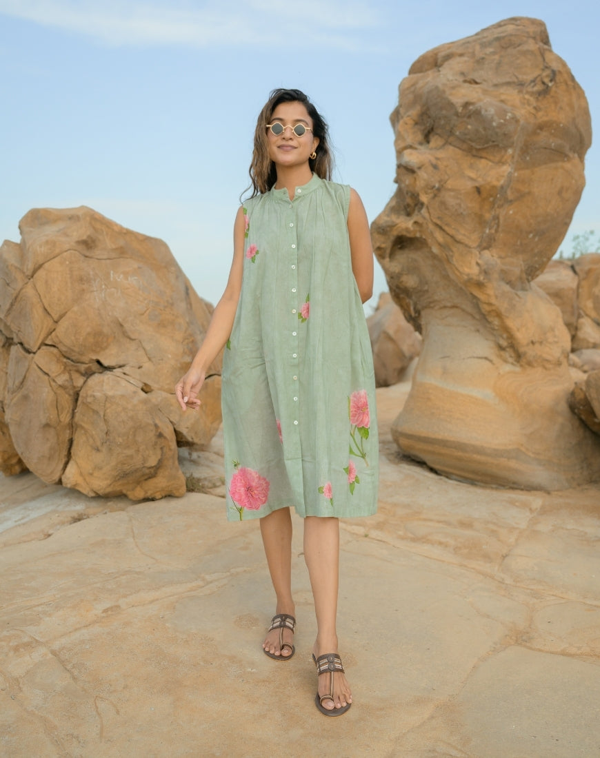 Sage Flora Dress