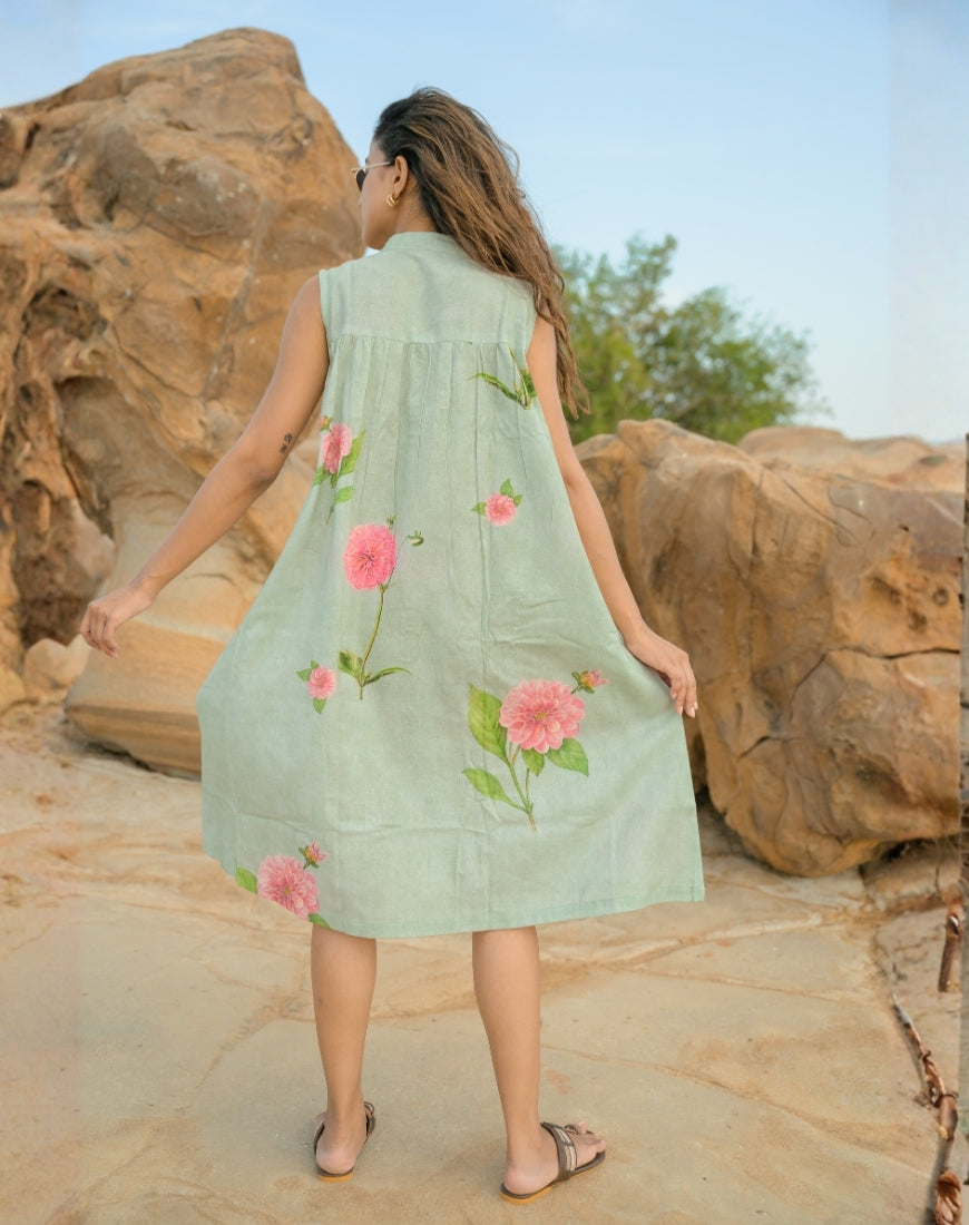 Sage Flora Dress