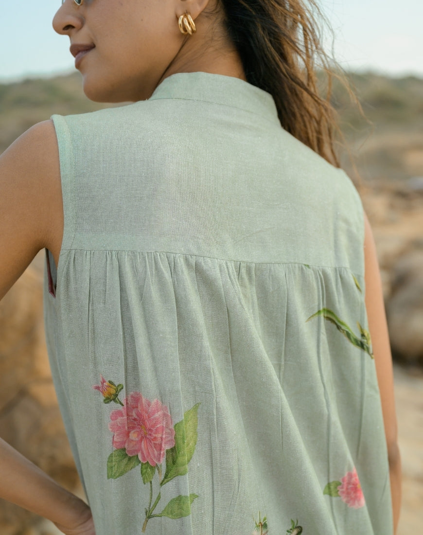 Sage Flora Dress