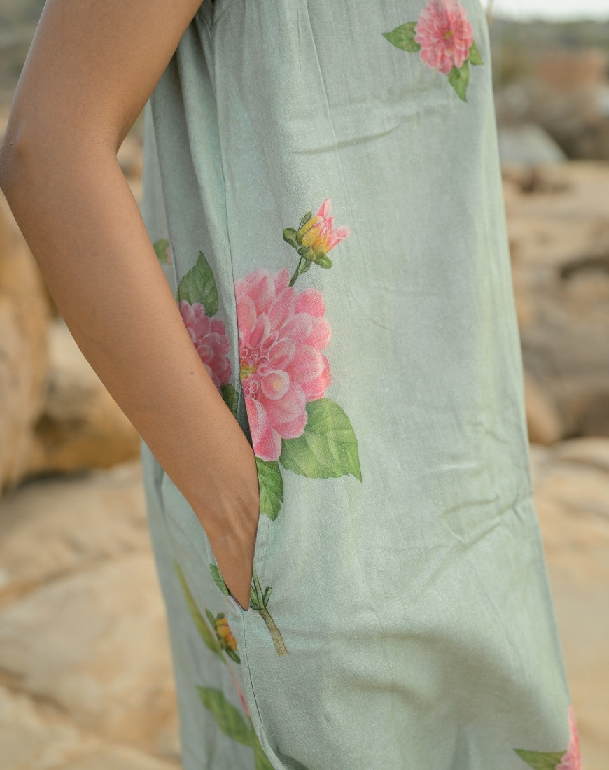 Sage Flora Dress