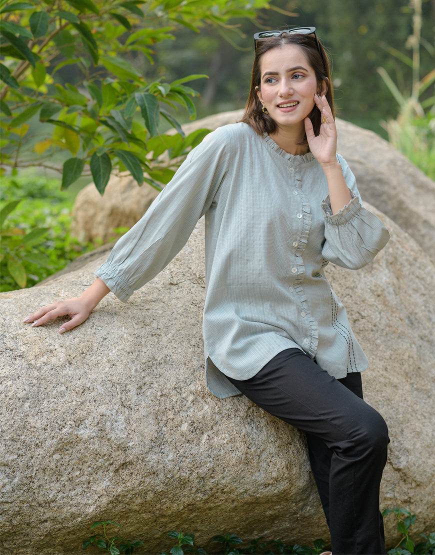 Shop Sea Salt Ruffle Top Online - B-435-XS