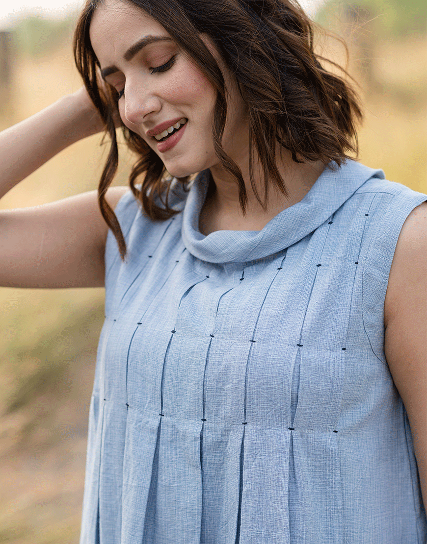 Soft Blue Smock Top