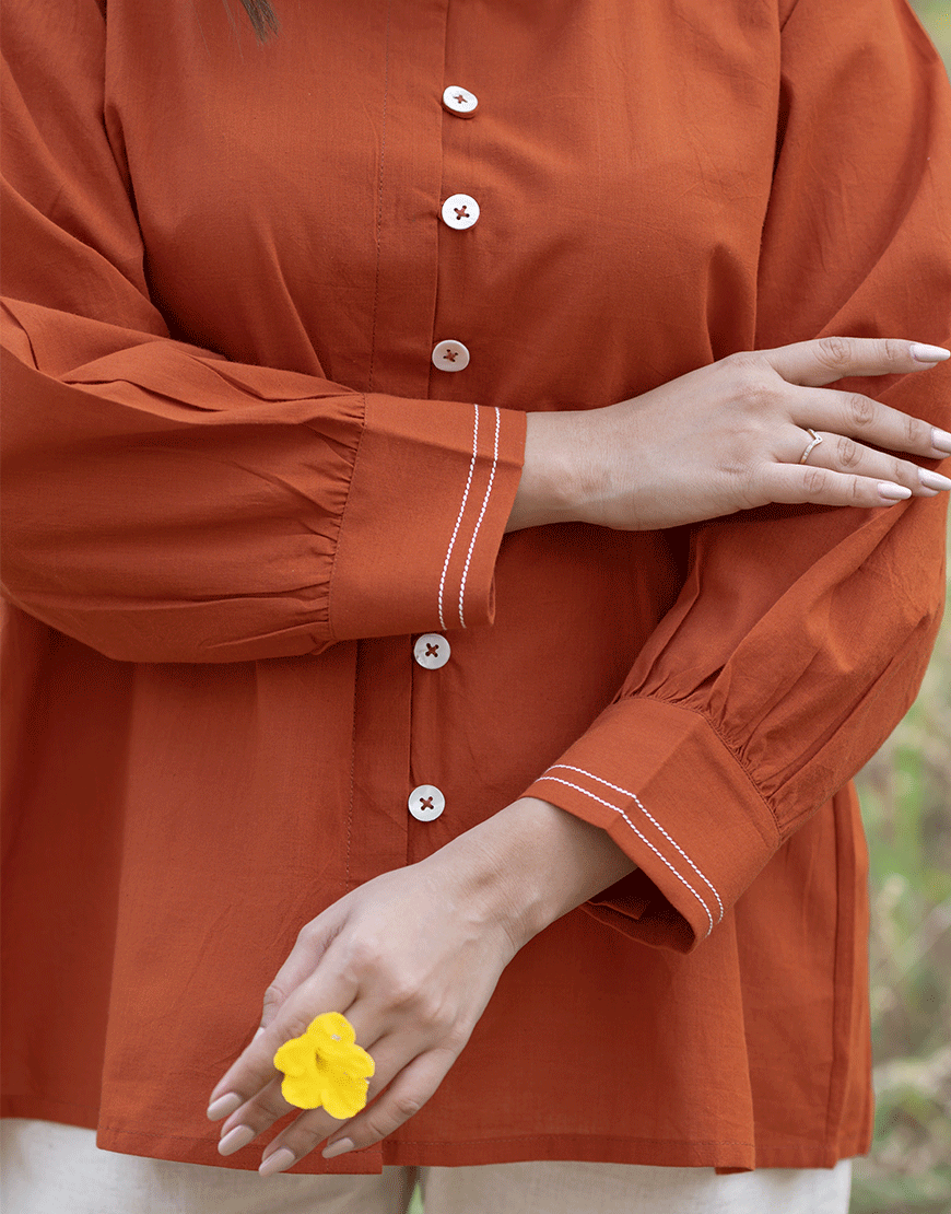 Tangerine Embroidered Top