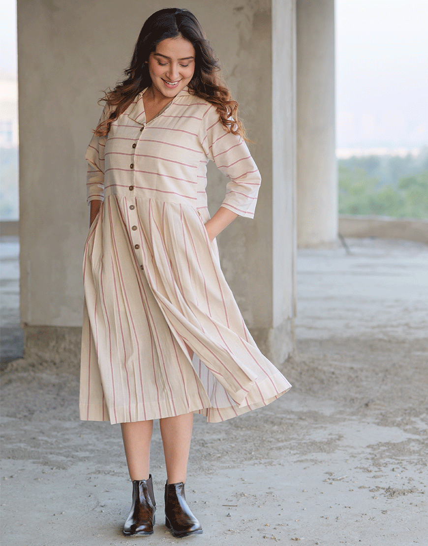 Vintage Maroon Stripe Dress