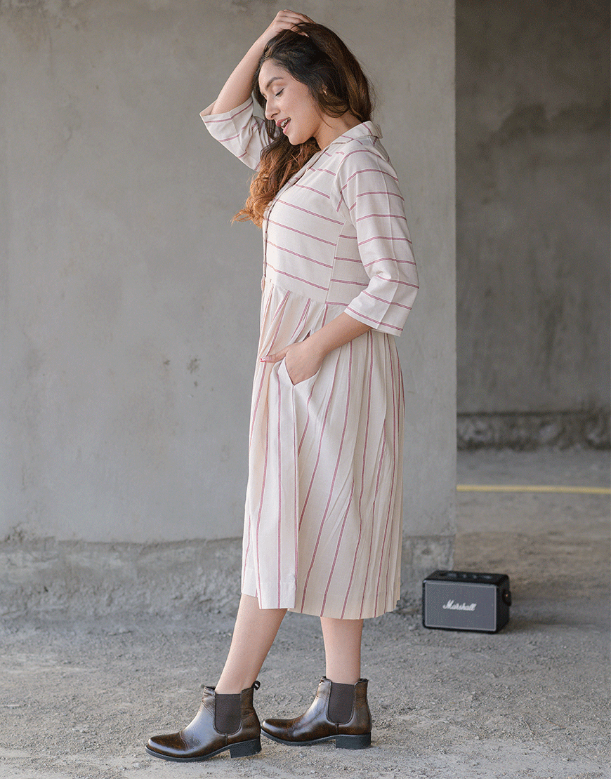 Vintage Maroon Stripe Dress