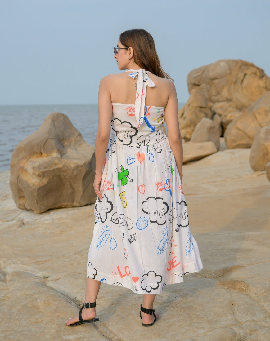 White Doodle Dress