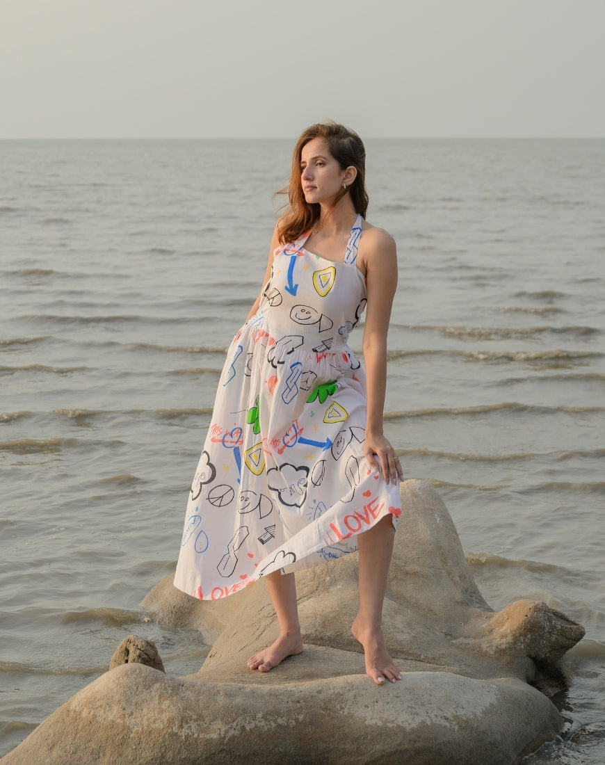 White Doodle Dress