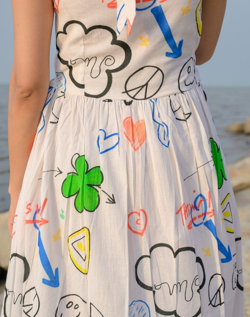 White Doodle Dress