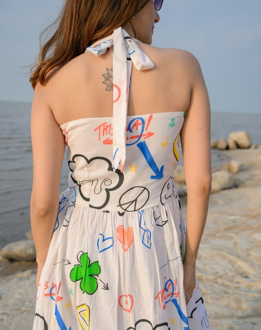 White Doodle Dress