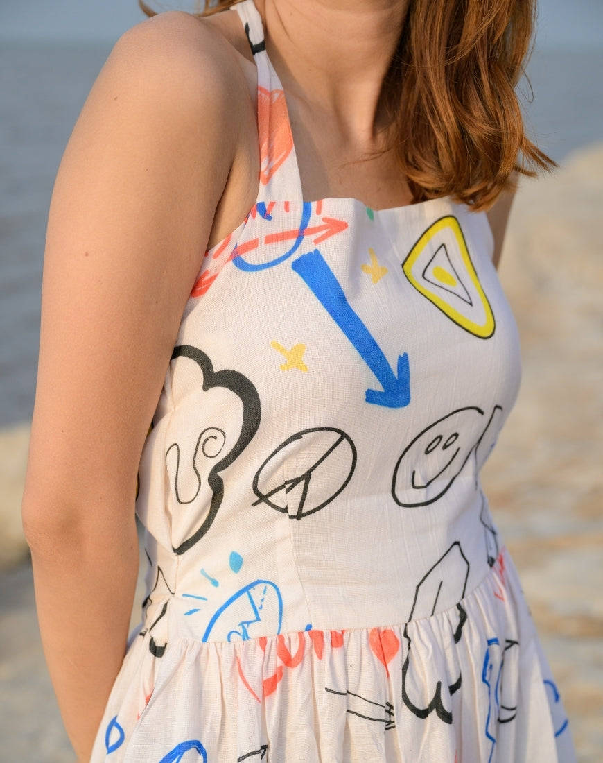 White Doodle Dress