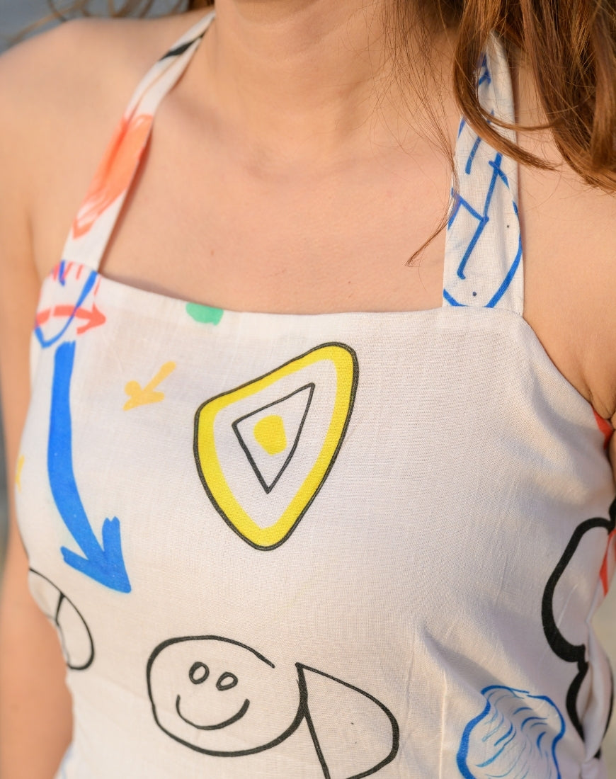 White Doodle Dress