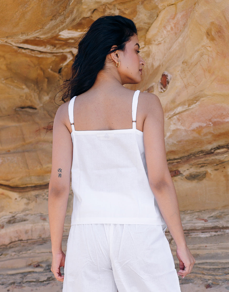 Powder White Cotton Camisole