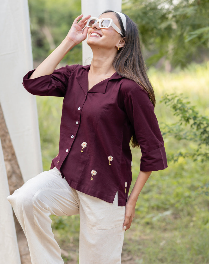 Wine Sunflower Shirt