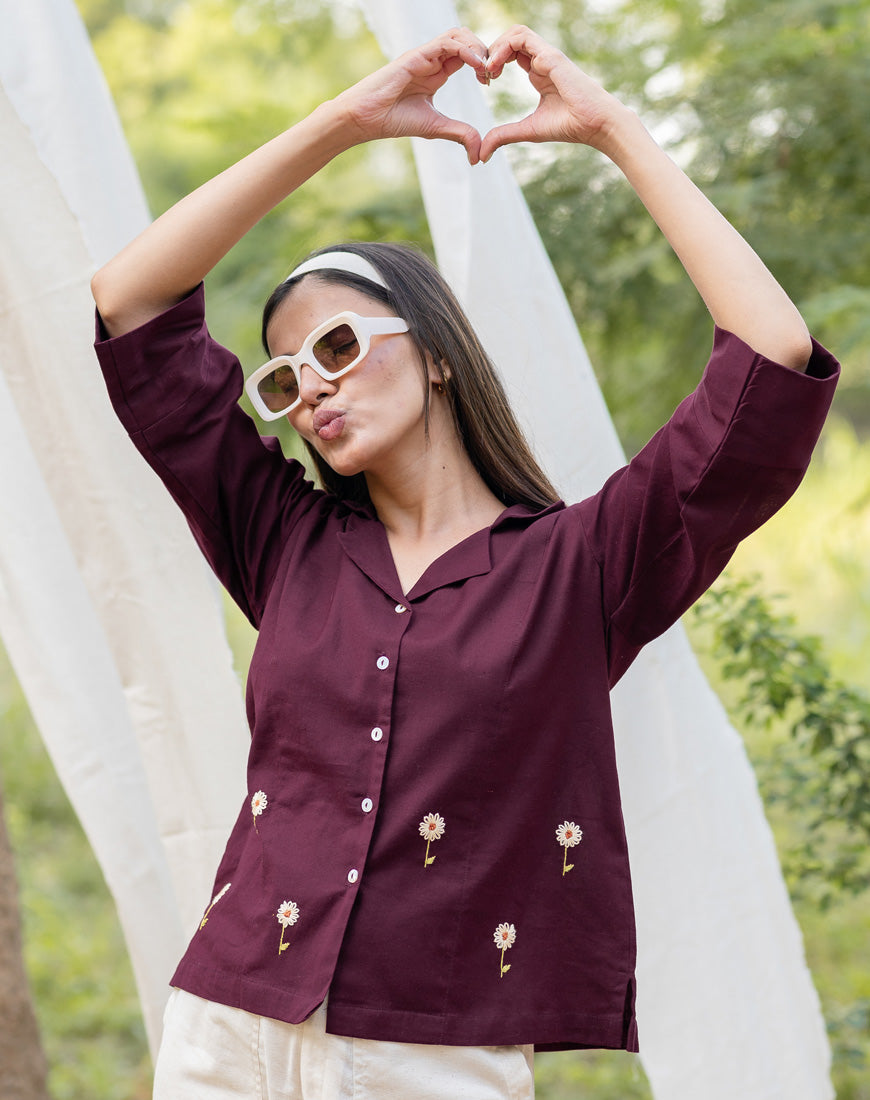 Wine Sunflower Shirt