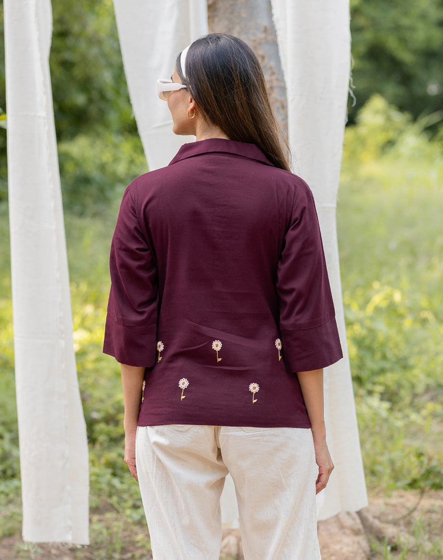 Wine Sunflower Shirt