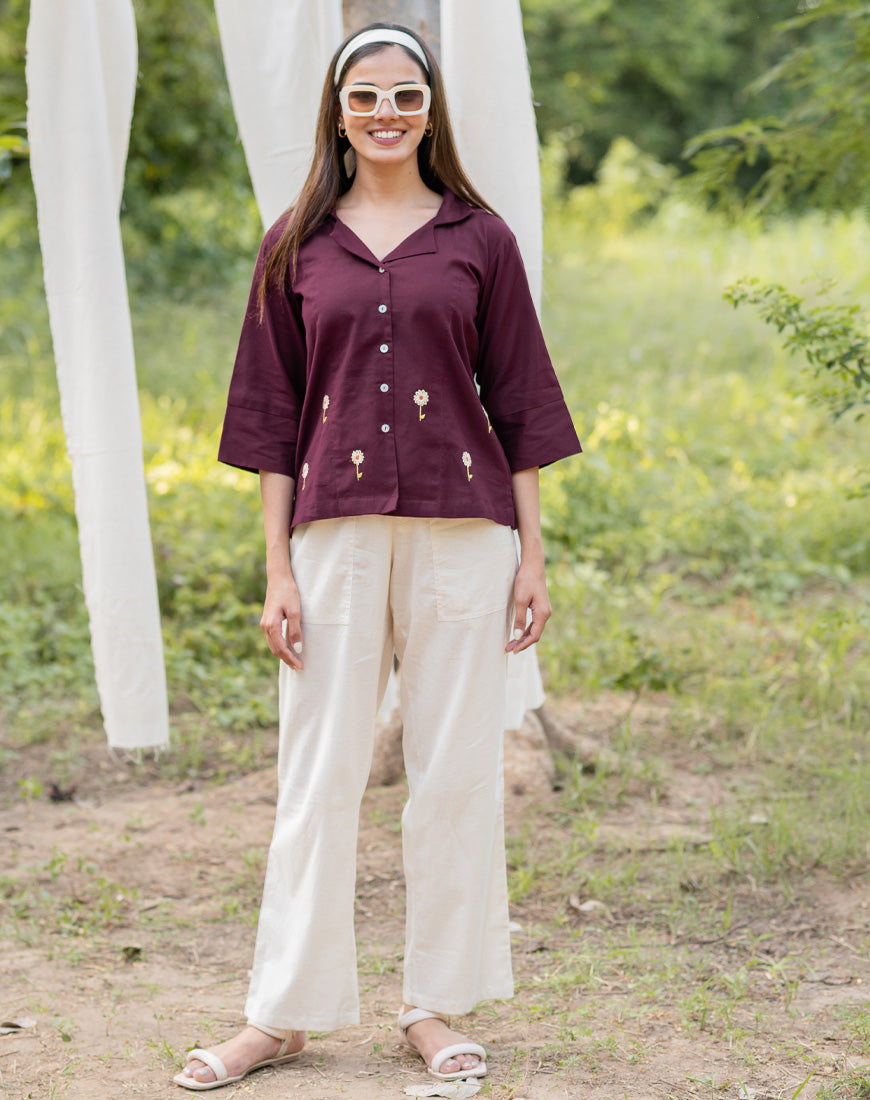 Wine Sunflower Shirt