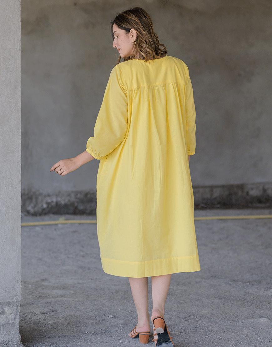 Yellow Breeze Embroidered Dress